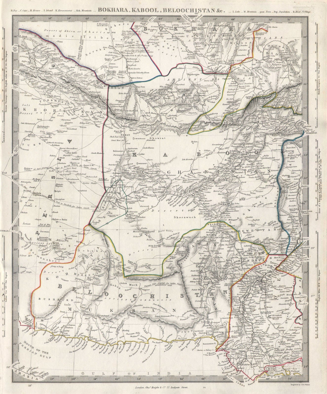 BOKHARA KABUL & BALUCHISTAN. Afghanistan Khorassan Pakistan Sinde. SDUK 1846 map